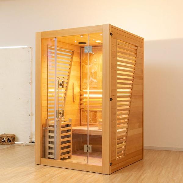 Red Cedar Wooden Home Indoor Traditional Steam Sauna For 2 Person