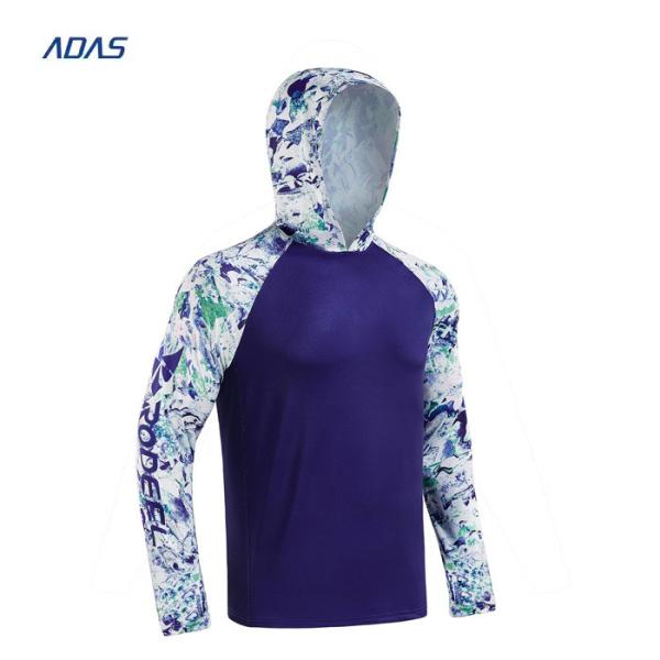 Breathable Camo Long Sleeve Mens UPF50 Quick Dry Fishing Wear Hoodie Rash Guard