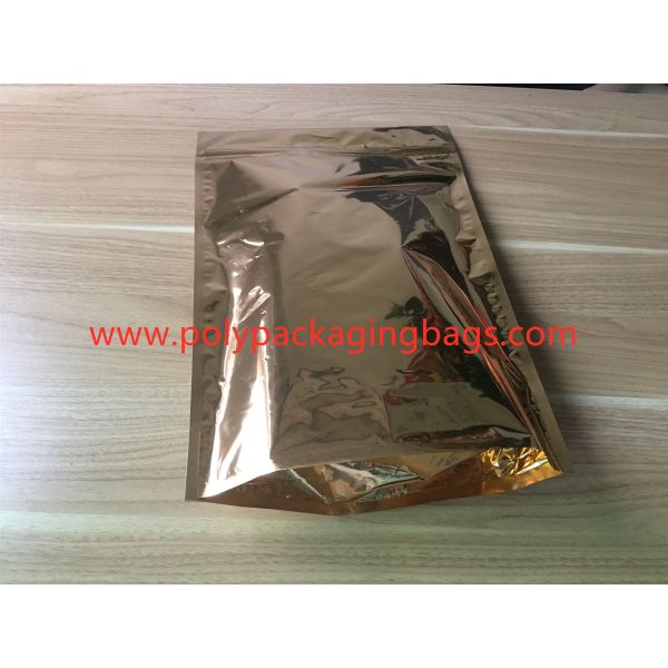 Gold PET Composite CPP Standing Foil Ziplock Bags For Powder ,  Herbs