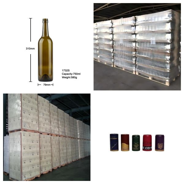 Premium Bordeaux Empty Wine Glass Bottle Screw Top 750ml For Fine Wine 580g 1732S