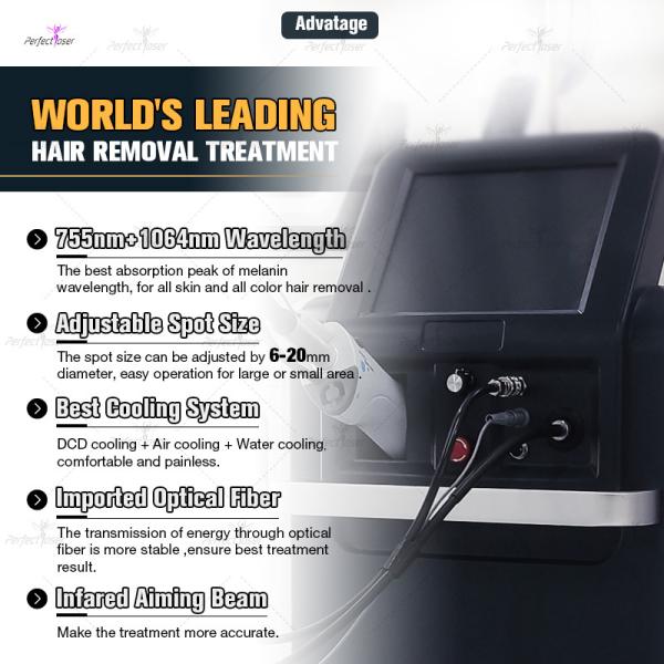 Нежная машина удаления волос лазера александрита постоянная безболезненная 4000В