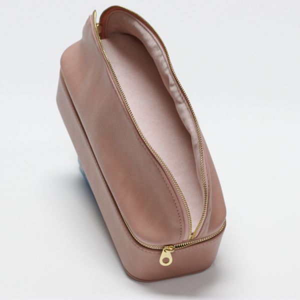 Leather Zipper Mirror Makeup Brush Cosmetic Storage Travel Jewelry Organizer Gift Bag