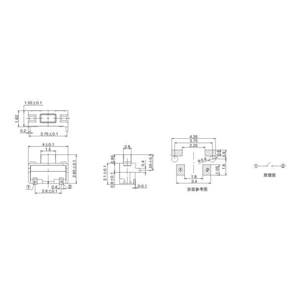 4 переключатель кнопки тактичности Pin 2.0x3.0 SMT тактильный