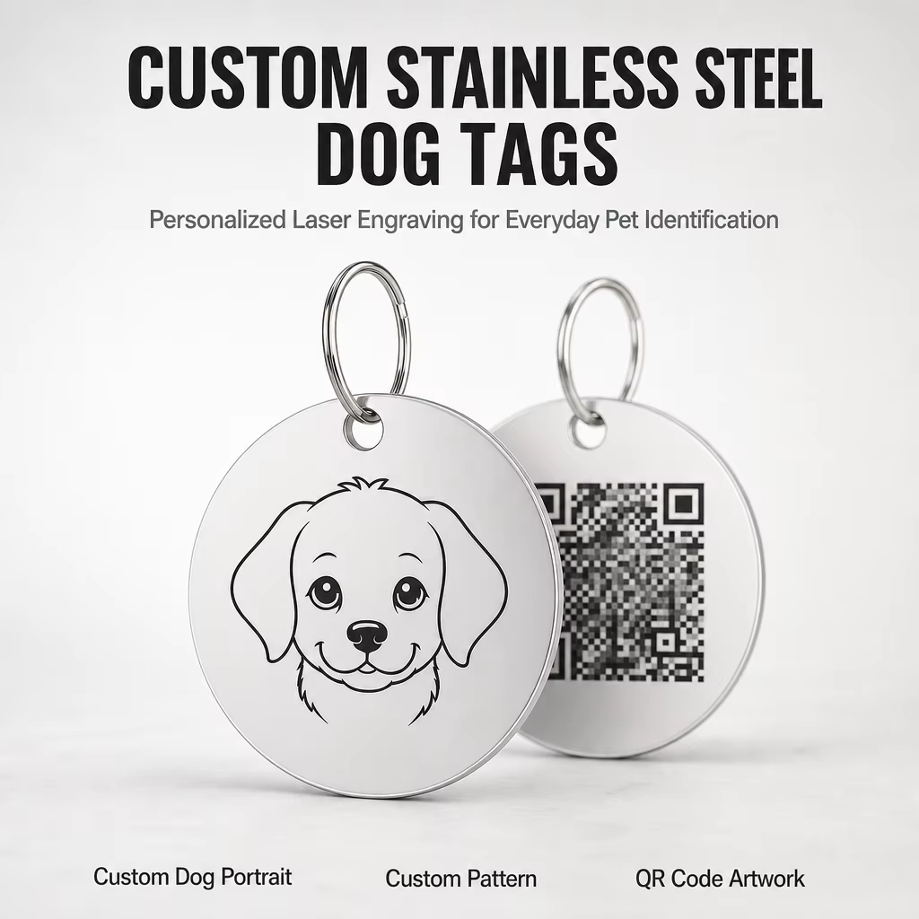 Hot Sales Customized Logo Casting Stainless Steel Animal Theme Blank QR Code for Tags Dog Pet ID Tags