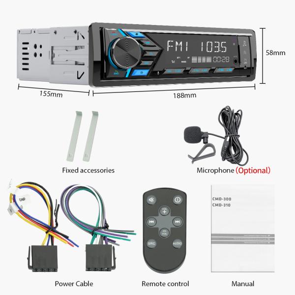 Настройка RTS Single Din Car Radio Universal 1Din MP3 Встроенное автомобильное радио BT для автомобильного проигрывателя