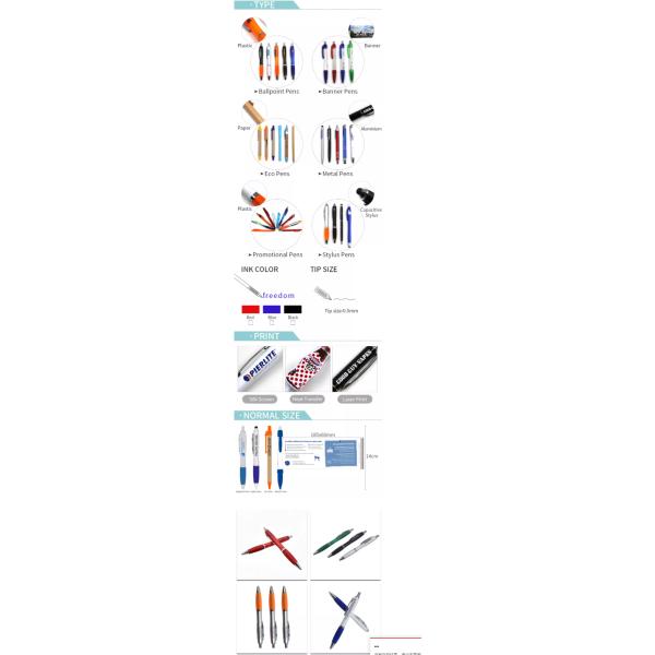 Plastic Advertising Multicolor Ballpoint Pen Custom Logo Printed 0.7mm