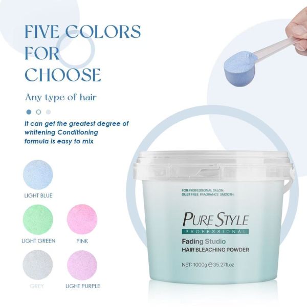 PureStyle  OEM Blue Hair Bleaching Powder Raw Material Dust Free Salon Hair Dye Color Bleach Powder