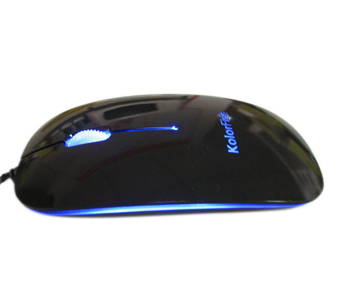 New apple design Blue Light Optical KolorFish Computer Wired Mouse With transparent shell