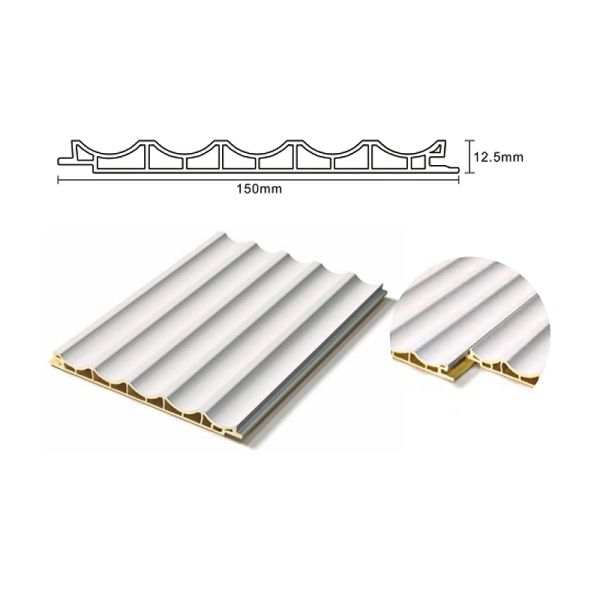 Class B1 Inner Arc PVC Fluted Wall Panels 150x12.5mm Fire Retardant Grooved Cladding for Hotel Lobby Spaces