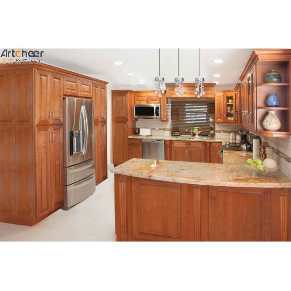 Modern Design Solid Wood Kitchen Cabinet Customized Size Kitchen Furniture