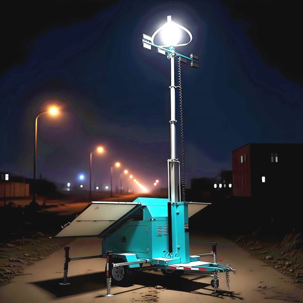 Mobile Solar Light Tower Dust Proof Outdoors Light Tower Street Light With Solar Panel Eco Friendly Light Tower