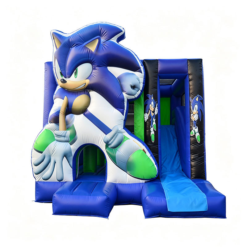 Commercial Grade Hedgehog Inflatable Bounce House Slide Combo Blue Hero Theme Party Rental Jumping Castle