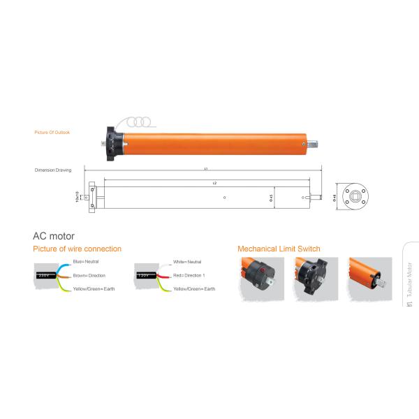 120 Volt 15RPM 45R AC Radio 10N.M Mosel Tubular Motor