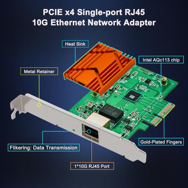 PCIe x4 Single-port RJ45 10G Ethernet Network Adapter