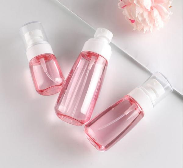 100ml Petg Pump Bottle Transparent Pink Single Packing Fine Sprayer White Facial Soft Touch