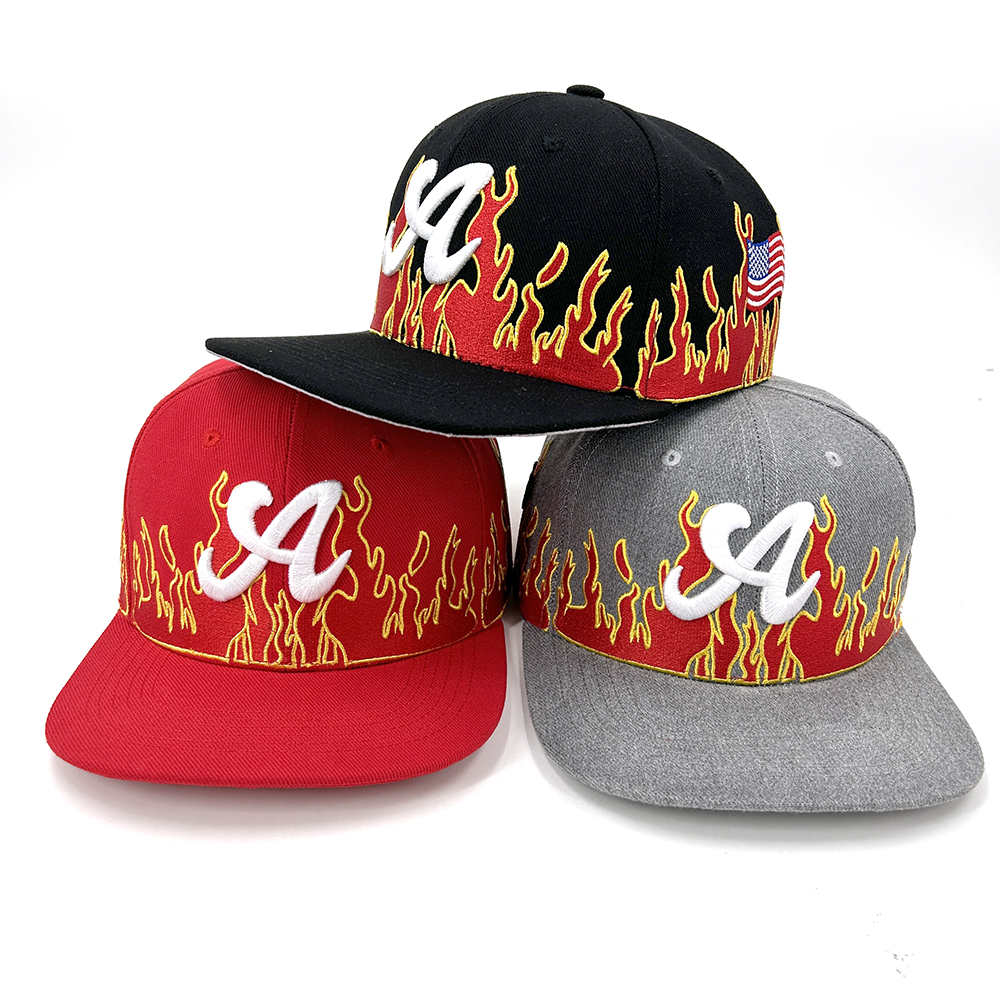 Flat Brim 3D Embroidery Snapback Hats Custom Logo Sports Men Women Adjustable Baseball Cap