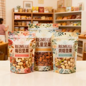 Customized Color Food Grade Aluminum Foil Nut Bag with Zipper Lock Moisture Proof Freshness Crispy Salty Fragrant Plastic Bag