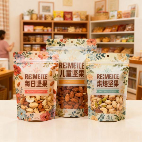 Customized Color Food Grade Aluminum Foil Nut Bag with Zipper Lock Moisture Proof Freshness Crispy Salty Fragrant Plastic Bag
