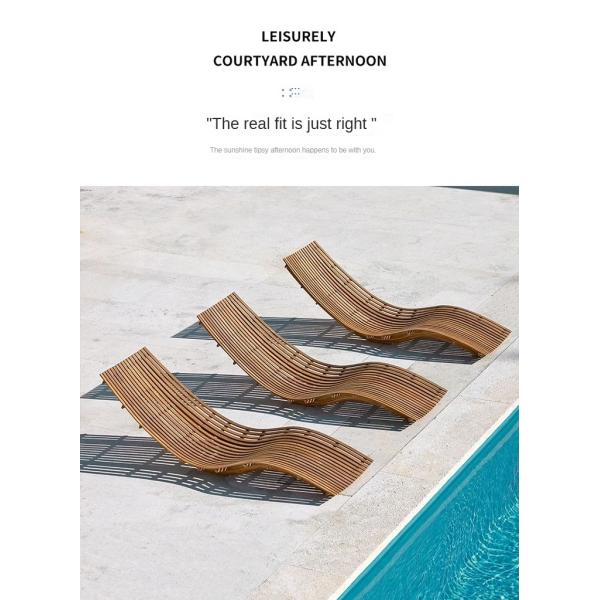 Simple Modern Garden Pool Teak Wood Aluminum Leisure Chair Lounge Bed For Sleeping