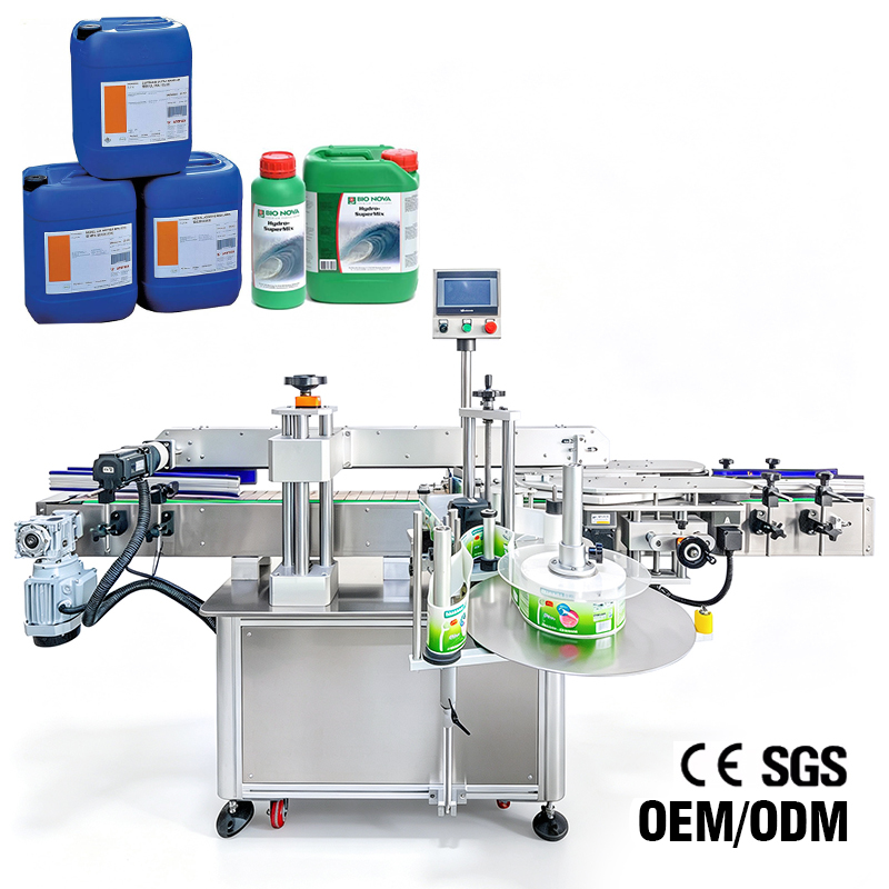 Automatic Chemicals Bucket Sticker Applicator Machine Cleaning Agents Lubricants Labeling Machine for Bottles Buckets and Cans