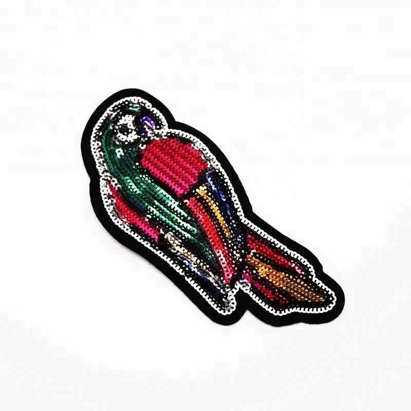 Eagle Pattern Sequin Embroidered PU Fabric Badges Iron-On Style Motorcycle Patches and Clothes Back Embroidery