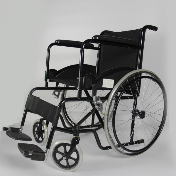 Simple Basic Folding Wheelchair With Powder Coating Steel Frame