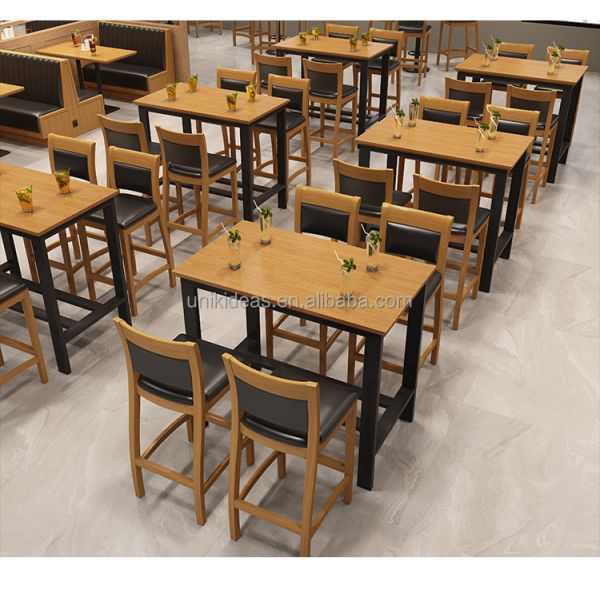 High Quality Factory Furniture Cafe Restaurant Tables and Chairs Custom Wooden Dining Table Booth Seat Sofa for Hotel Bar
