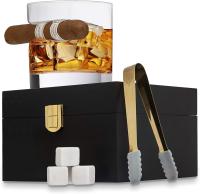 Boîte à cadeaux en bois pour cigares et whisky, boîte à cadeaux en bois, boîte à cadeaux en verre à l'ancienne, boîte à cadeaux en bois pour refroidir les pierres de whisky et les barres de tongs