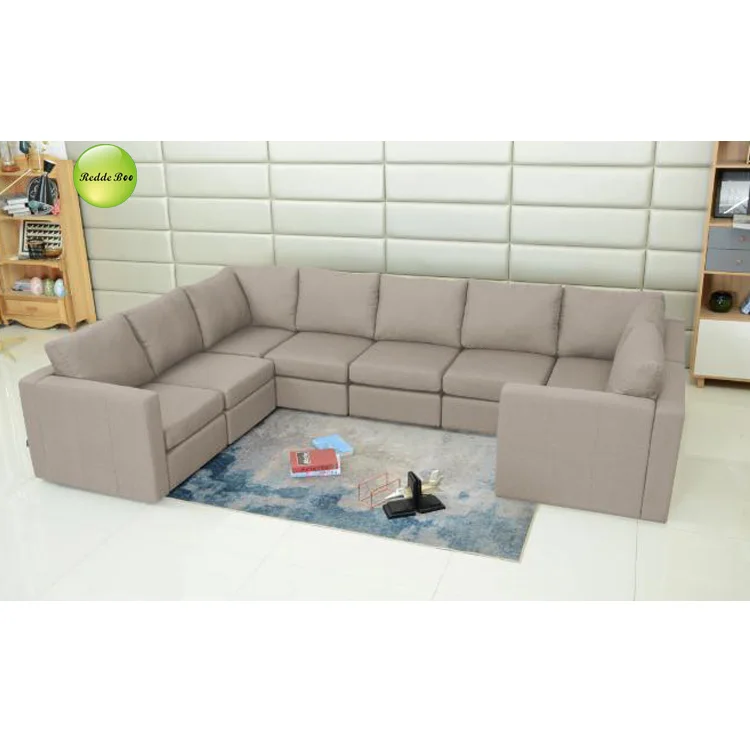 Reinforced Microfiber Corner U Shaped Sectional Modular Couches Furniture