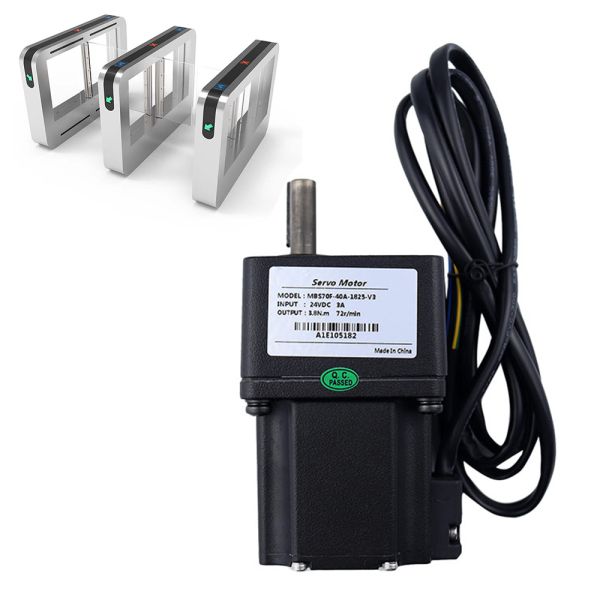 24VDC 40W Brushless Servo Motor Equipped 1:50 Planetary Gear Reducer, High Torque DC Servo Gear Motor Special For Turnstile Gate Access Control Mechanism