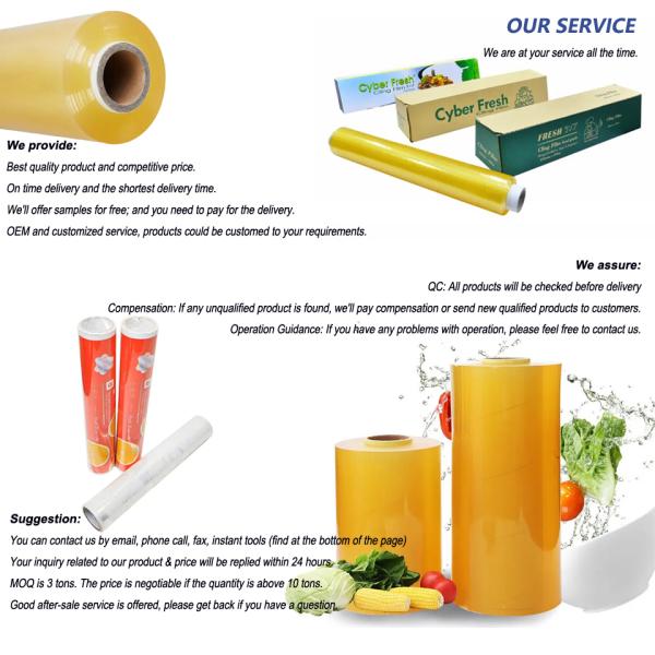 Antistatic Clear Plastic Wrap Food Grade PVC Compostable Cling Wrap With Cutter