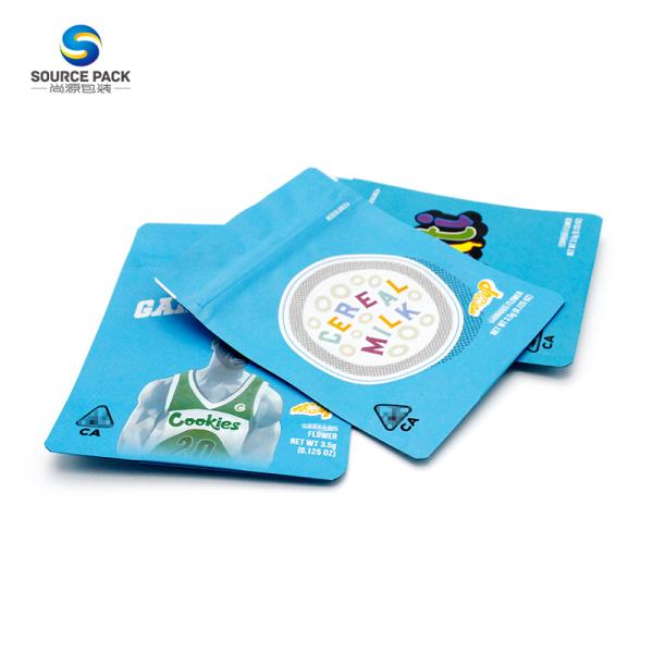 Резистентный к детям пакет для упаковки травы Майлар, герметичное закрытие циппера для бисквит с жвачками