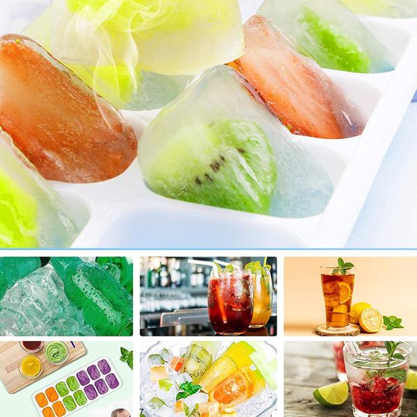 14-Ice Cube Trays TPE PP Material with Easy-Release and Spill-Resistant Removable Lid