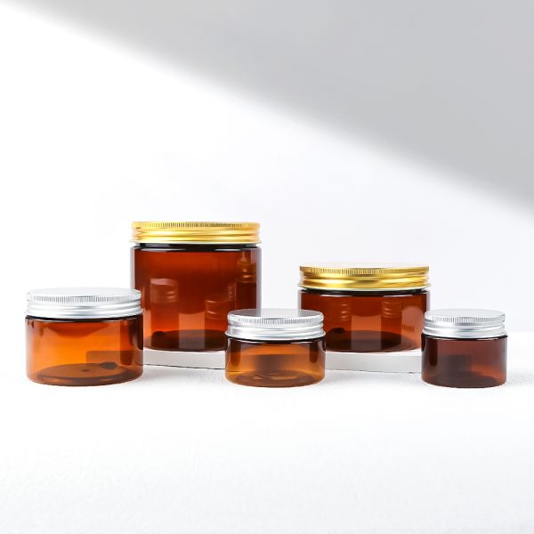Custom Amber Cosmetic Cream Jar with Light-Blocking Protection for Skincare Brands