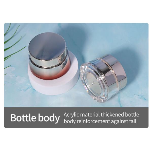 Contenedor de crema para el cuerpo de cuidado de la piel de lujo Embalaje 50 ml ABS Cap Acrílico Jar de plástico con pintura UV de oro brillante y tapa de metal