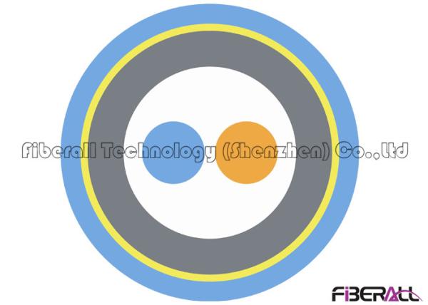 0.6 Tight Buffer Breakout 2 Core Single Mode Fiber Optic Cable Spiral Steel Tube
