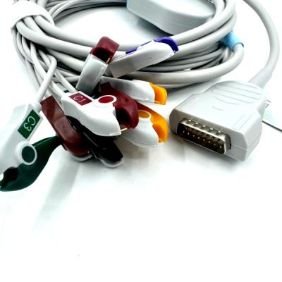 Med Accessories Compatible 10 Lead EKG Cable with Grabber End Medical-Grade TPU Latex Medical Consumables RoHS Certified
