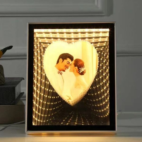 Custom Sublimation Blank 3D LED Magic Mirror Photo Frame For Gifts Home Decoration