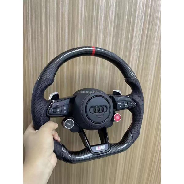 55cm Diameter True Carbon Fiber and Genuine Leather Steering Wheel for Audi R8 Full Series