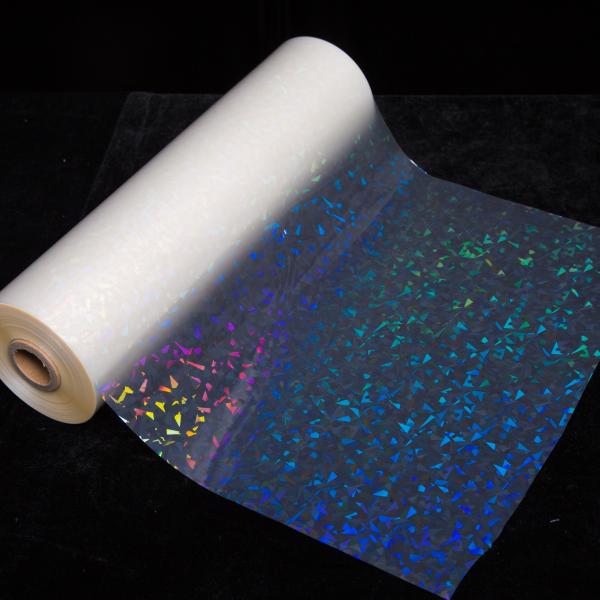Película holográfica térmica transparente BOPP de alta calidad con patrón de corazón para envases, artesanías y aplicaciones decorativas