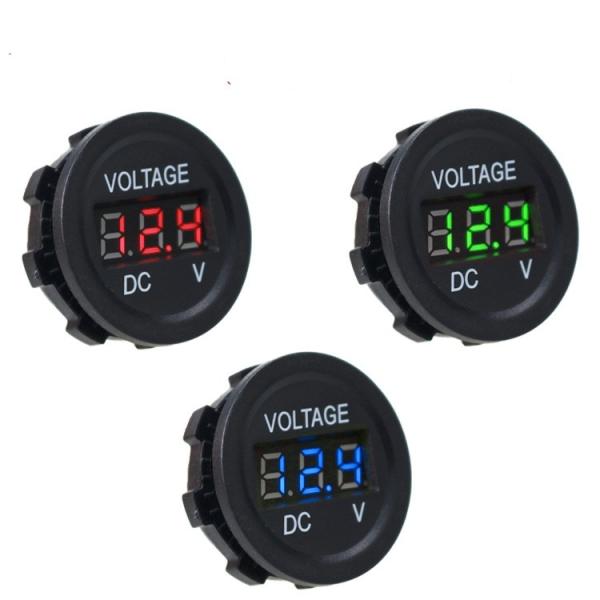 Waterproof Round Motorbike Volt Meter , Mini 12v Led Voltmeter