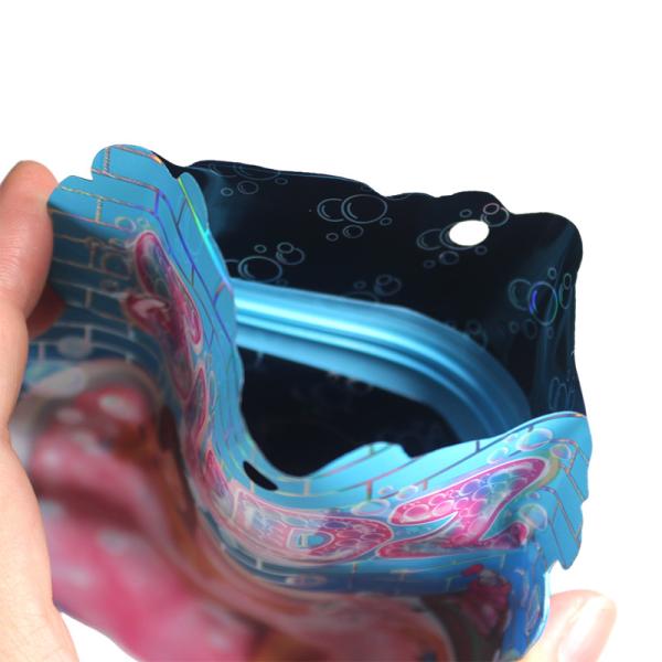 Zipper Top Glossy Die Cut Mylar Bags Aluminum Foil 3.5g Customized