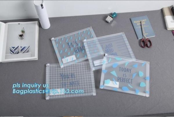 PE & PP double slider wholesale pe plastic file pouch with zipper, PP Plastic Slider Zip Lock A4 Doucment Files Holder B