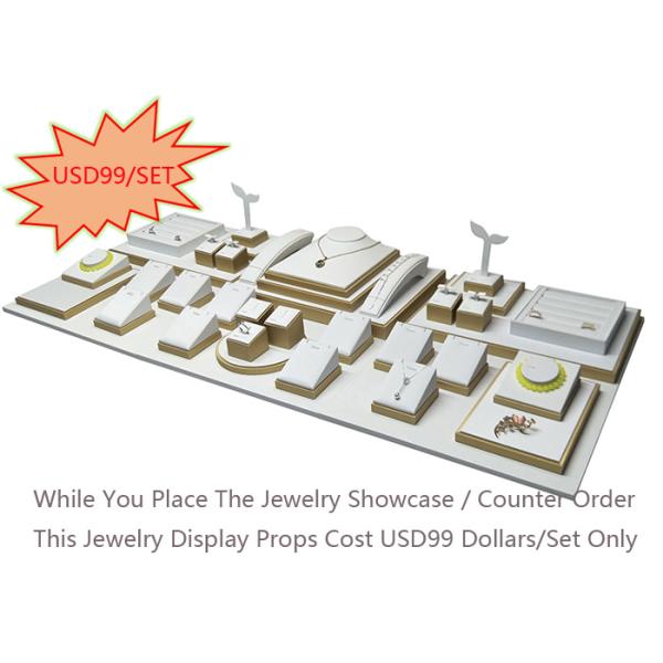 Rose Gold Stainless Steel Frame Jewelry Display Cases With MDF Cabinet