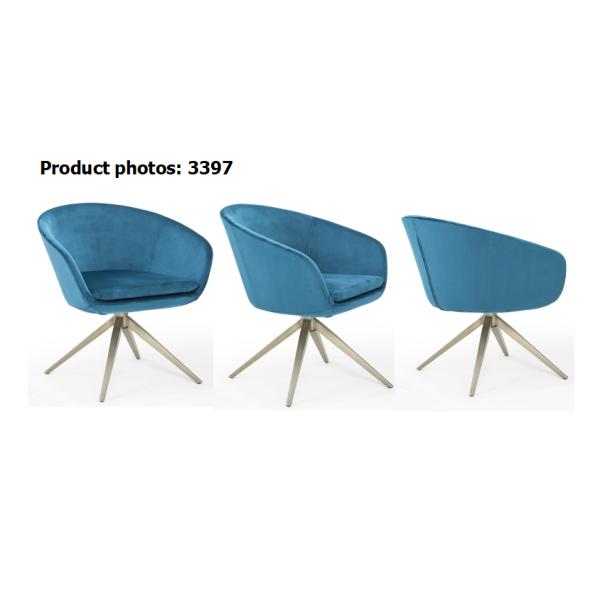 Velvet Foam 75cm Armchair Ergonomics For Restaurant