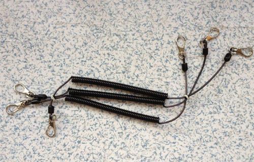 Good Strong Stainless Steel Spiral Lanyard Plastic Coated with Metal Thumb Trigger on Each End
