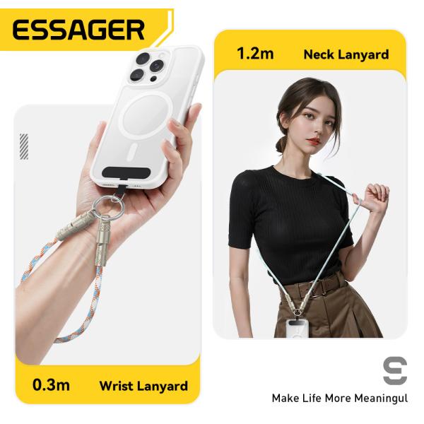 ESSAGER ES-X65 Series 60W Charging Lanyard Style USB C to USB C Cord with USB 2.0 Connector