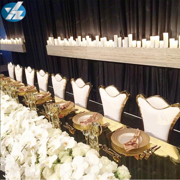 55X60X110 SS Upholstered Dining Chair Gold Plated Hotel Wedding Event Chairs