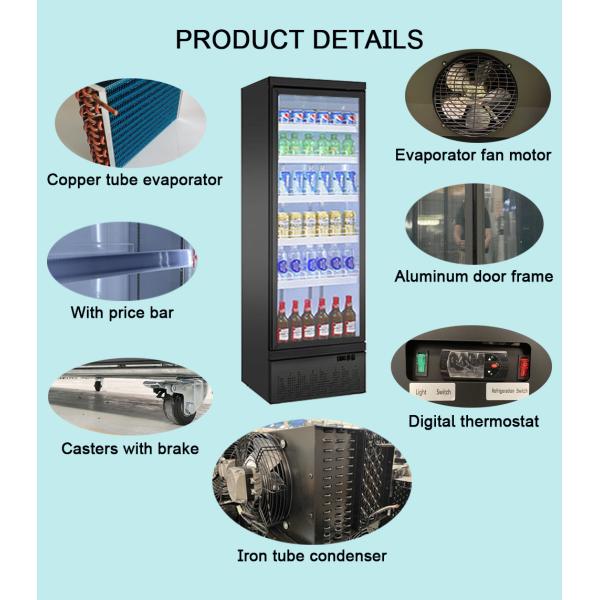 LED Light Drink Beverage Chiller Upright Cold Drink Refrigerator For The Supermarket