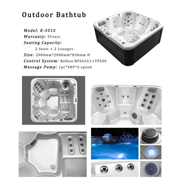 Europe Design Modern Hot Tub with 33 Nozzles Air and Water Massage Jets for 5-6 People